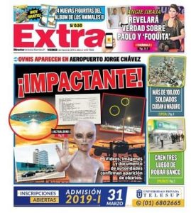 Portada diario Extra de Perú