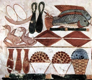 Ofrendas de alimentos en la tumba de Menna (1400 A.C.)