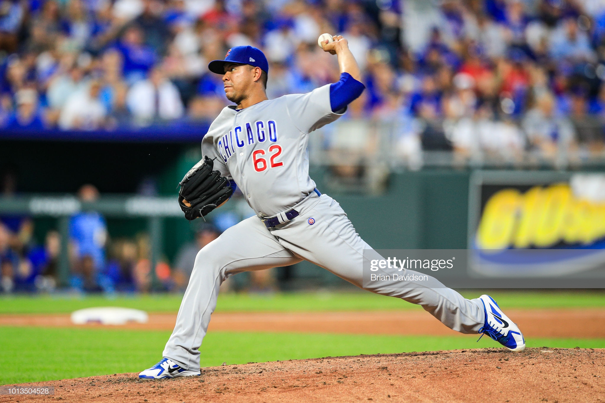 KANSAS CITY, MO - AUGUST 8: Jose Quintana #62 of the Chicago Cubs pitches against the Kansas City Royals during the third inning at Kauffman Stadium on August 8, 2018 in Kansas City, Missouri. (Photo by Brian Davidson/Getty Images)