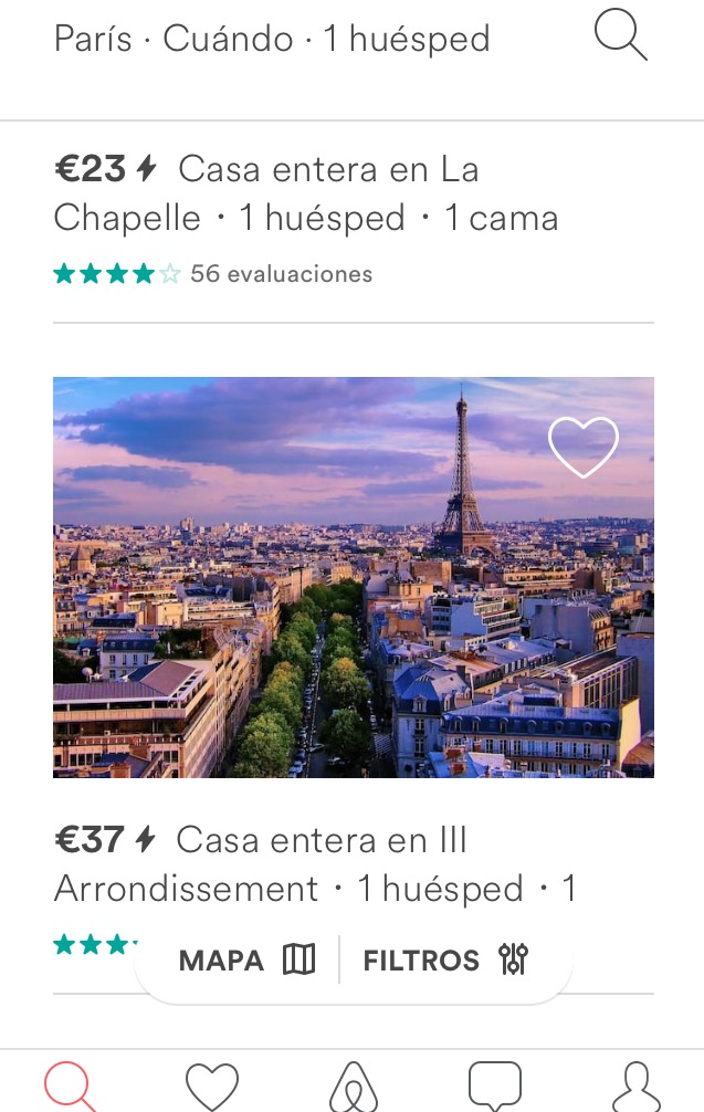 Alojamientos baratos en París, obtenidos con esta app.