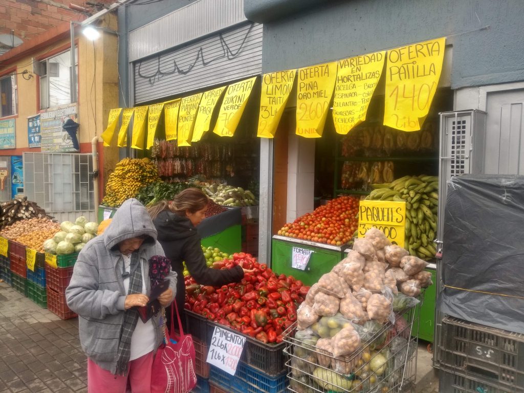 Fresh fruit and vegetables in Bogotá, most of which is sourced locally.