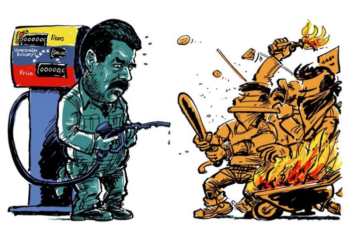 Weak spot Maduro. Caricatura de Maarten Wolterink. Tomada de: Cartoon Movement (https://www.cartoonmovement.com/cartoon/39083)