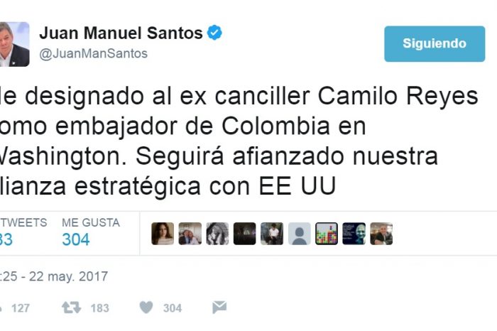 JMS, ex canciller, afianzado, EE UU sin puntos; jueves mayo 25 2017