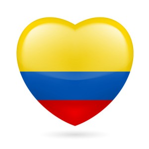 26918506 - heart with colombian flag colors. i love colombia