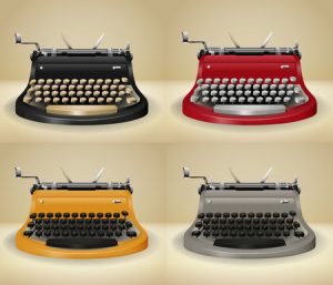 42512779 - retro typewriters on grunge background illustration