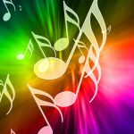 10340861 - music notes on a beautiful rainbow background