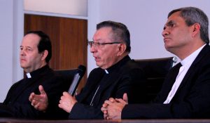 Directiva CEC, Monseñor Óscar Urbina Ortega, Monseñor Ricardo Tobón Restrepo, Monseñor Elkin Fernando Álvarez - foto CEC 