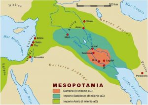 Mapa de la antigua mesopotamia. Crédito: https://mihistoriauniversal.com/wp-content/uploads/mapa-antigua-mespotamia.jpg