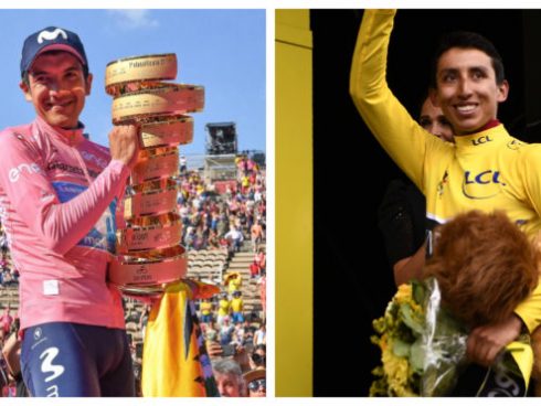 Foto: AFP (2019) – Richard Carapaz y Egan Bernal ganaron el Giro y el Tour de este año, respectivamente.