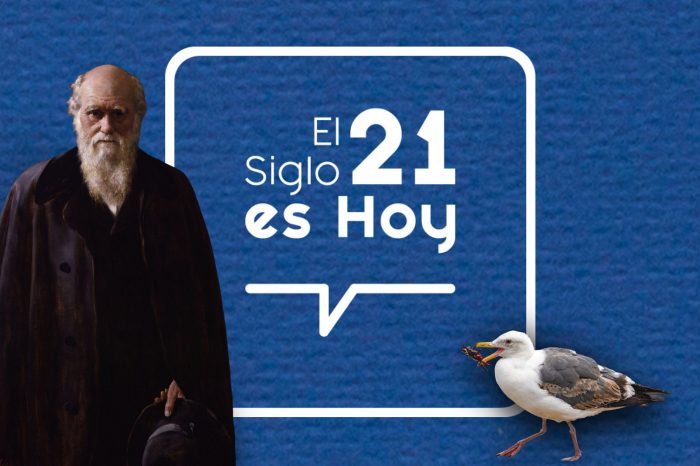 Charles Darwin y un pinzón