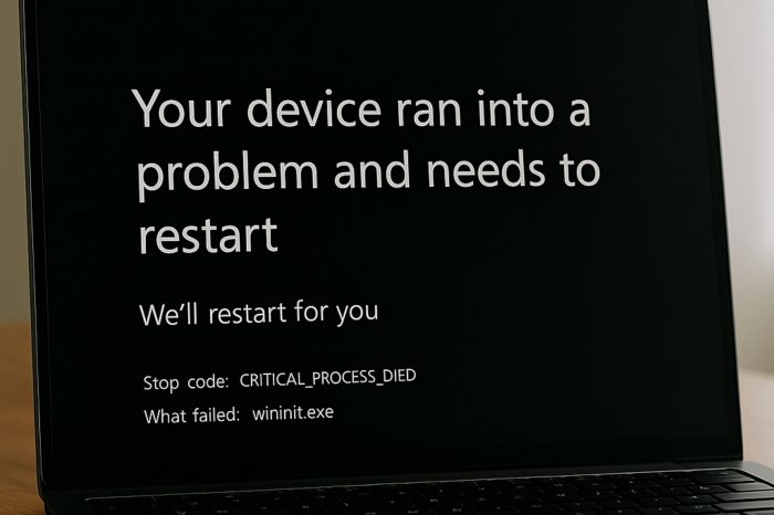 Computadora portátil con error en pantalla negra por falla en Windows