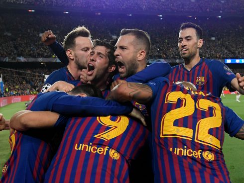 Barcelona celebra el segundo gol contra el Liverpool - Foto: UEFA