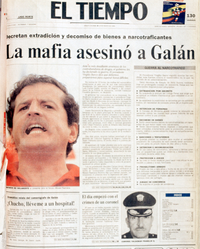 "La mafia asesinó a Galán". ARCHIVO EL TIEMPO