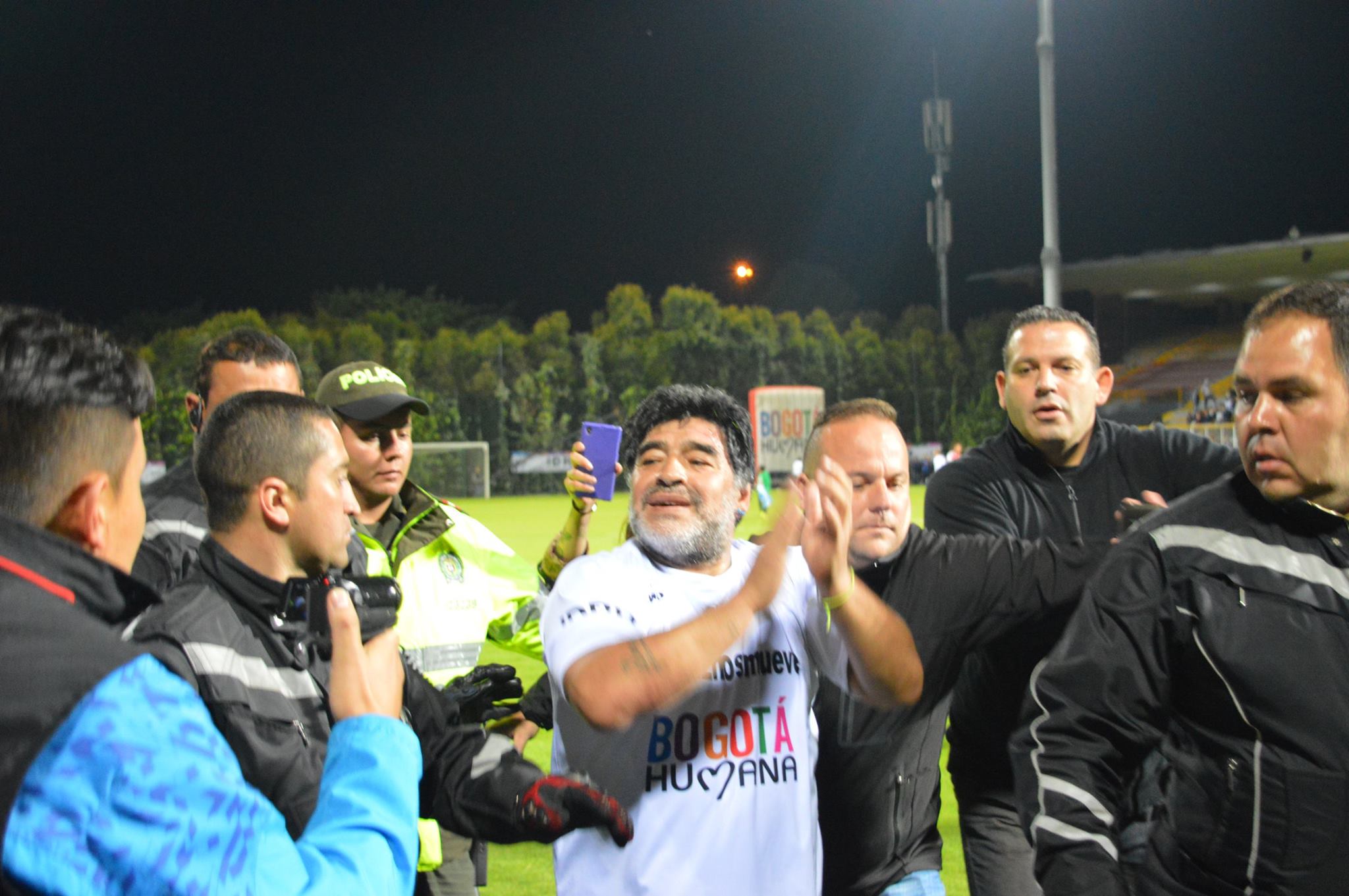 Diego Maradona strutting his stuff recently in Bogotá, Colombia.