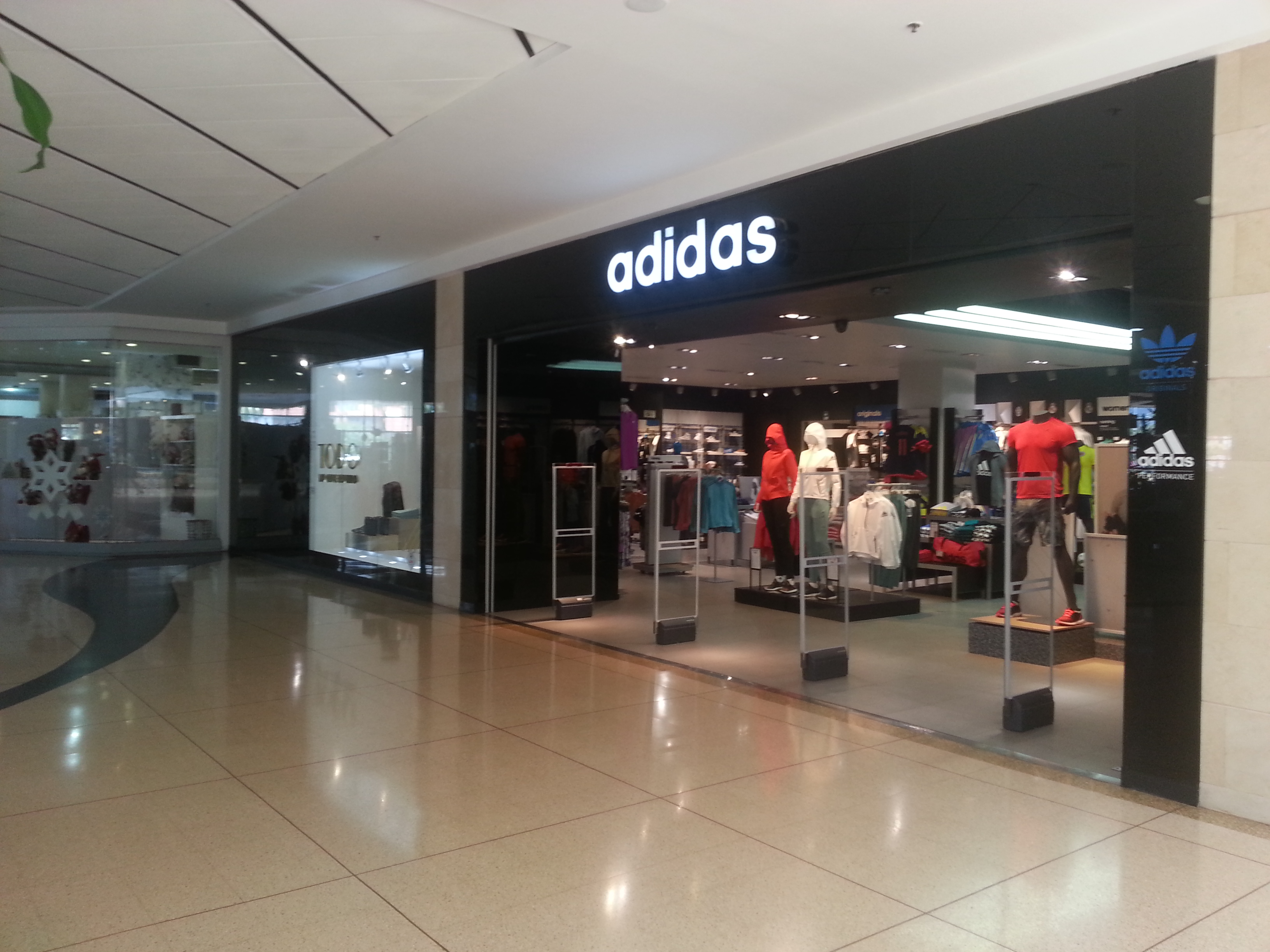 A non-festive Adidas shop in Bogotá, Colombia.