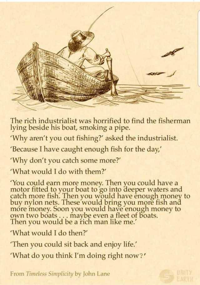 Parable of the Mexican fisherman and the rich industrialist.