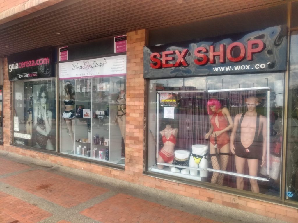 Sex shops in Bogotá, Colombia. The country is generally viewed as being rather misogynistic.