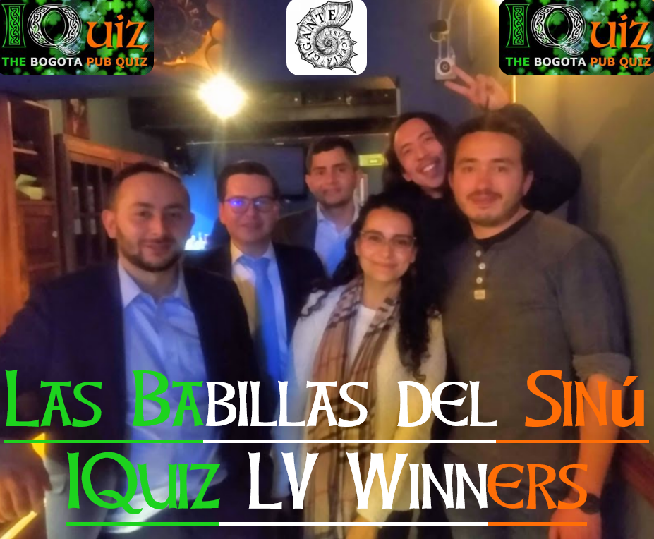Las Babillas del Sinú, winners of IQuiz "The Bogotá Pub Quiz", edition LV.